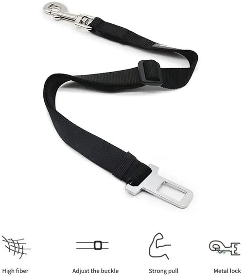 Adjustable Pet Car Seat Belt – Dog & Cat Vehicle Safety Harness with Secure Clip