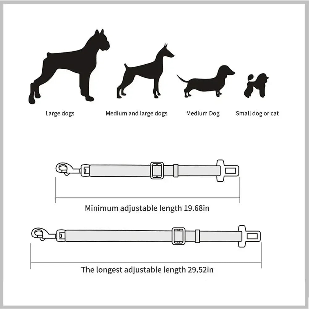 Adjustable Pet Car Seat Belt – Dog & Cat Vehicle Safety Harness with Secure Clip