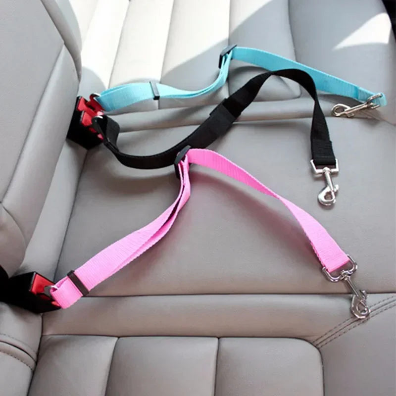 Adjustable Pet Car Seat Belt – Dog & Cat Vehicle Safety Harness with Secure Clip