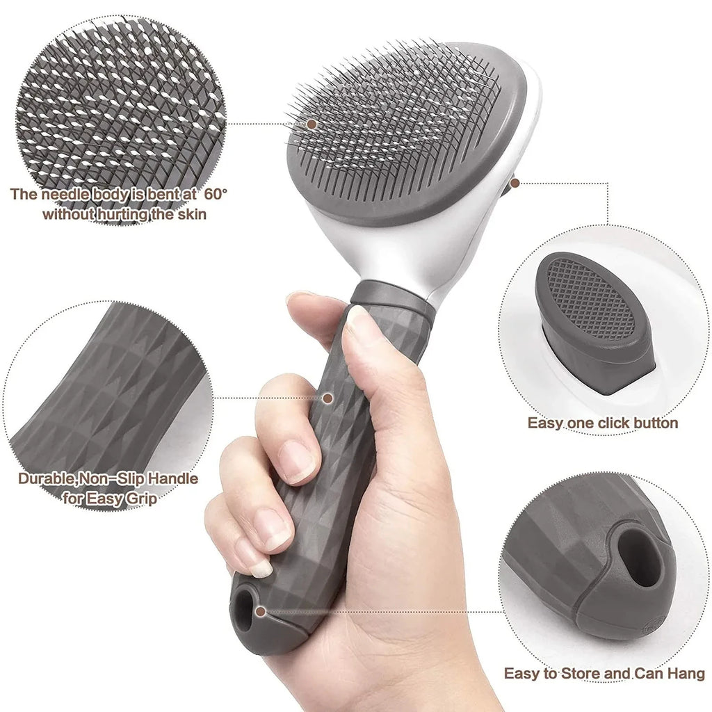 EasyClean™ Self-Cleaning Pet Brush – Dog & Cat Deshedding & Grooming Tool