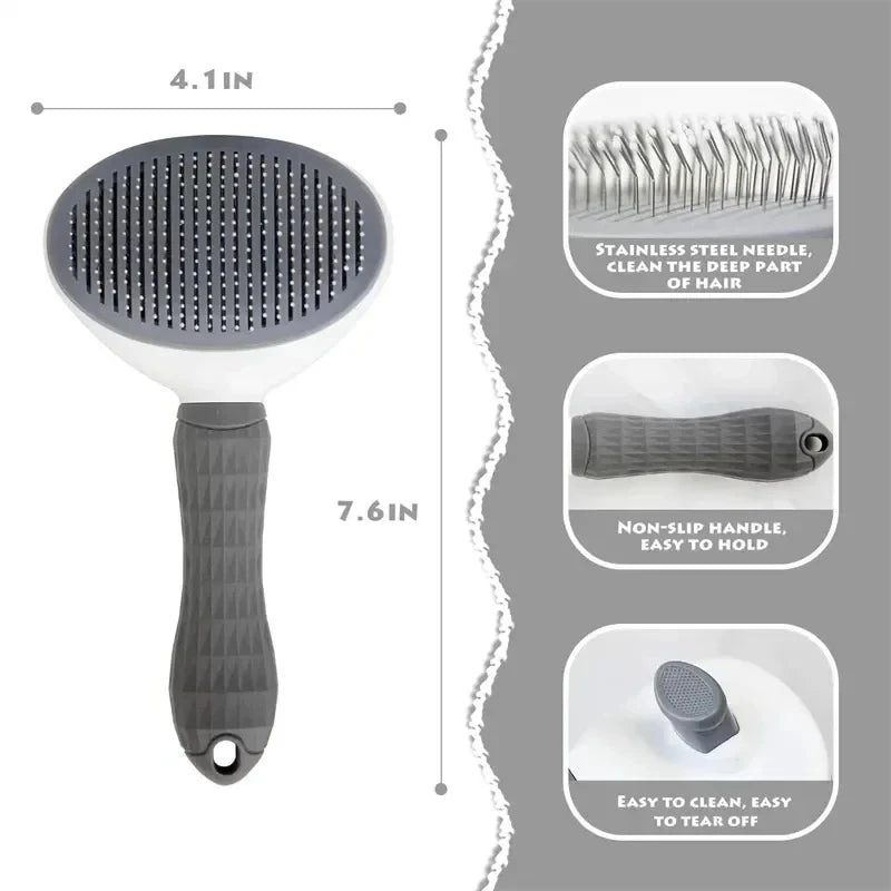 EasyClean™ Self-Cleaning Pet Brush – Dog & Cat Deshedding & Grooming Tool