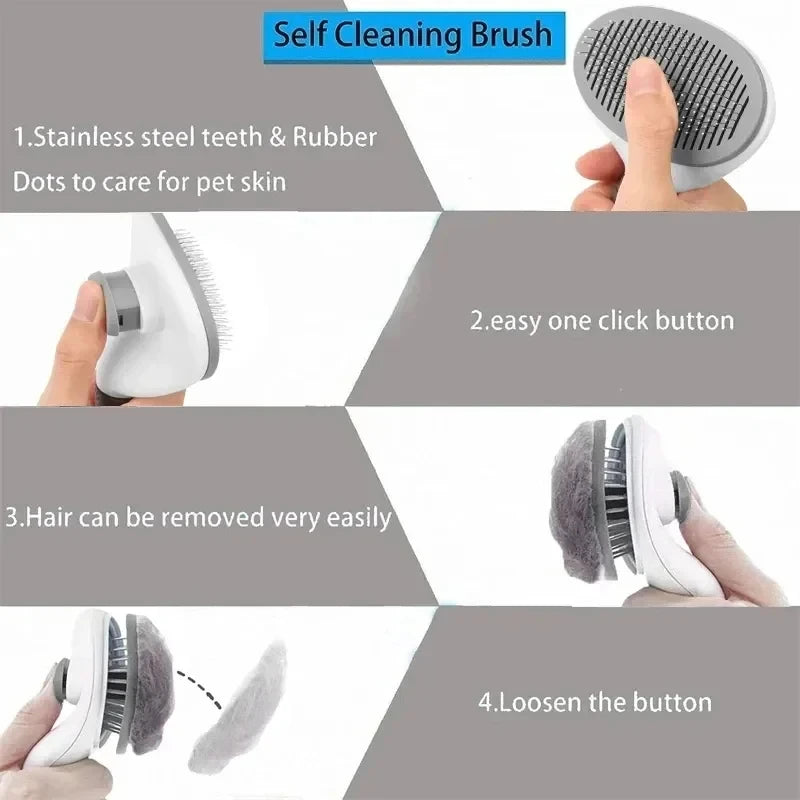EasyClean™ Self-Cleaning Pet Brush – Dog & Cat Deshedding & Grooming Tool
