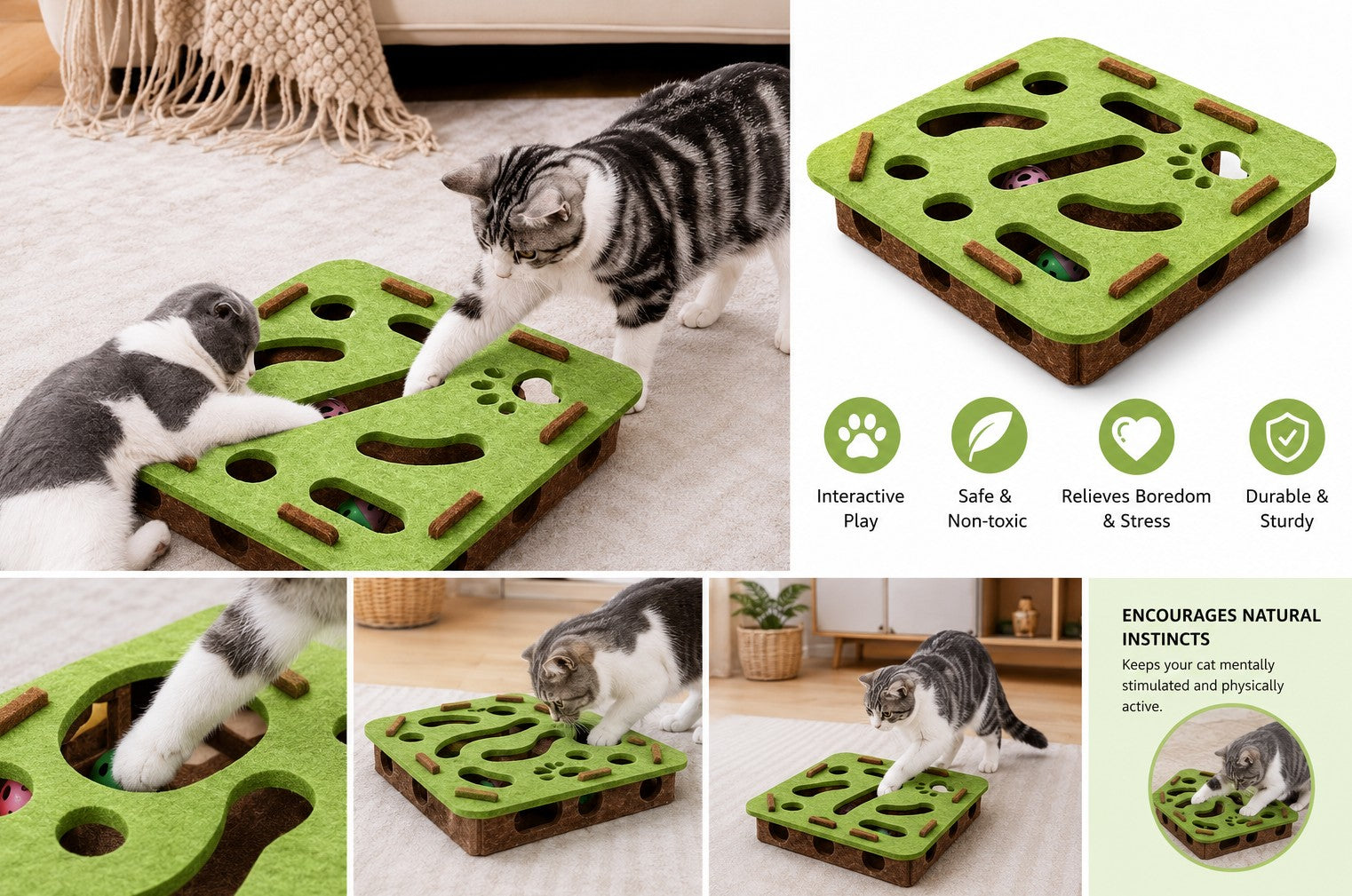 Little North Paws Interactive Felt Cat Puzzle Toy